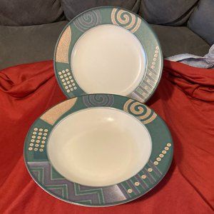 1992 Mikasa Intaglio Life Style-1 ea Soup Bowl & Salad Plate (2 pcs)-New no Tags